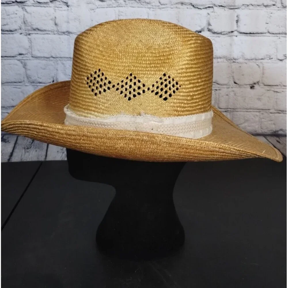 Vintage Eddy Bros Ranchman Straw Cowboy Hat Western Hat Made in USA Size 7 1/8
